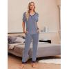 Ekouaer Pajamas for Women Set 2 Piece Lounge Set Short Sleeve Pjs Joggers Long Pants Sleepwear with Pockets(Navy Plaid)