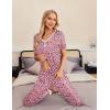 Ekouaer Pajamas for Women Set 2 Piece Lounge Set Short Sleeve Pjs Joggers Long Pants Sleepwear with Pockets(Pink Love Leopard)