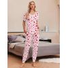 Ekouaer Pajamas for Women Set 2 Piece Lounge Set Short Sleeve Pjs Joggers Long Pants Sleepwear with Pockets(Pink-love)