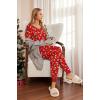 Ekouaer Pajamas for Women Set 2 Piece Lounge Set Short Sleeve Pjs Joggers Long Pants Sleepwear with Pockets(Red Christmas)