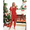 Ekouaer Pajamas for Women Set 2 Piece Lounge Set Short Sleeve Pjs Joggers Long Pants Sleepwear with Pockets(Red Deer Christmas)