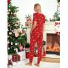 Ekouaer Pajamas for Women Set 2 Piece Lounge Set Short Sleeve Pjs Joggers Long Pants Sleepwear with Pockets(Red Deer Christmas)