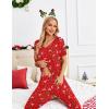 Ekouaer Pajamas for Women Set 2 Piece Lounge Set Short Sleeve Pjs Joggers Long Pants Sleepwear with Pockets(Red Deer Christmas)