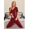 Ekouaer Pajamas for Women Set 2 Piece Lounge Set Short Sleeve Pjs Joggers Long Pants Sleepwear with Pockets(Red Plaid)
