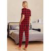 Ekouaer Pajamas for Women Set 2 Piece Lounge Set Short Sleeve Pjs Joggers Long Pants Sleepwear with Pockets(Red Plaid)