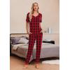 Ekouaer Pajamas for Women Set 2 Piece Lounge Set Short Sleeve Pjs Joggers Long Pants Sleepwear with Pockets(Red Plaid)