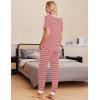 Ekouaer Pajamas for Women Set 2 Piece Lounge Set Short Sleeve Pjs Joggers Long Pants Sleepwear with Pockets(Red Stripe)
