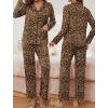 Ekouaer Pajamas for Women Set Button Down Pj Long Sleeve Shirt and Pants Lounge Sets Fall Sleepwear with Pockets(01 Tawny Cheetah)
