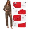 Ekouaer Pajamas for Women Set Button Down Pj Long Sleeve Shirt and Pants Lounge Sets Fall Sleepwear with Pockets(01 Tawny Cheetah)