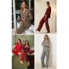 Ekouaer Pajamas for Women Set Button Down Pj Long Sleeve Shirt and Pants Lounge Sets Fall Sleepwear with Pockets(01 Tawny Cheetah)