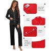 Ekouaer Pajamas for Women Set Button Down Pj Long Sleeve Shirt and Pants Lounge Sets Fall Sleepwear with Pockets(Black)