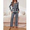 Ekouaer Pajamas for Women Set Button Down Pj Long Sleeve Shirt and Pants Lounge Sets Fall Sleepwear with Pockets(Black Plaid)