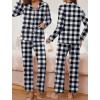 Ekouaer Pajamas for Women Set Button Down Pj Long Sleeve Shirt and Pants Lounge Sets Fall Sleepwear with Pockets(Black Plaid)