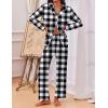 Ekouaer Pajamas for Women Set Button Down Pj Long Sleeve Shirt and Pants Lounge Sets Fall Sleepwear with Pockets(Black Plaid)