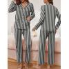 Ekouaer Pajamas for Women Set Button Down Pj Long Sleeve Shirt and Pants Lounge Sets Fall Sleepwear with Pockets(Black Striped)