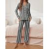 Ekouaer Pajamas for Women Set Button Down Pj Long Sleeve Shirt and Pants Lounge Sets Fall Sleepwear with Pockets(Black Striped)