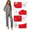 Ekouaer Pajamas for Women Set Button Down Pj Long Sleeve Shirt and Pants Lounge Sets Fall Sleepwear with Pockets(Black Striped)