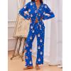 Ekouaer Pajamas for Women Set Button Down Pj Long Sleeve Shirt and Pants Lounge Sets Fall Sleepwear with Pockets(Blue Snowman)
