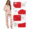 Ekouaer Pajamas for Women Set Button Down Pj Long Sleeve Shirt and Pants Lounge Sets Fall Sleepwear with Pockets(Cherry Teddy)