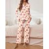 Ekouaer Pajamas for Women Set Button Down Pj Long Sleeve Shirt and Pants Lounge Sets Fall Sleepwear with Pockets(Cherry Teddy)