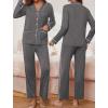 Ekouaer Pajamas for Women Set Button Down Pj Long Sleeve Shirt and Pants Lounge Sets Fall Sleepwear with Pockets(Dark Heather Grey)