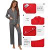 Ekouaer Pajamas for Women Set Button Down Pj Long Sleeve Shirt and Pants Lounge Sets Fall Sleepwear with Pockets(Dark Heather Grey)