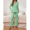 Ekouaer Pajamas for Women Set Button Down Pj Long Sleeve Shirt and Pants Lounge Sets Fall Sleepwear with Pockets(Green Striped)