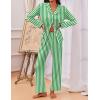 Ekouaer Pajamas for Women Set Button Down Pj Long Sleeve Shirt and Pants Lounge Sets Fall Sleepwear with Pockets(Green Striped)