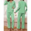 Ekouaer Pajamas for Women Set Button Down Pj Long Sleeve Shirt and Pants Lounge Sets Fall Sleepwear with Pockets(Green Striped)