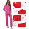Ekouaer Pajamas for Women Set Button Down Pj Long Sleeve Shirt and Pants Lounge Sets Fall Sleepwear with Pockets(Hot Pink Leopard)