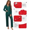 Ekouaer Pajamas for Women Set Button Down Pj Long Sleeve Shirt and Pants Lounge Sets Fall Sleepwear with Pockets(Lake Green)