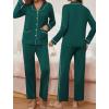 Ekouaer Pajamas for Women Set Button Down Pj Long Sleeve Shirt and Pants Lounge Sets Fall Sleepwear with Pockets(Lake Green)