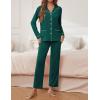 Ekouaer Pajamas for Women Set Button Down Pj Long Sleeve Shirt and Pants Lounge Sets Fall Sleepwear with Pockets(Lake Green)