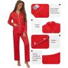Ekouaer Pajamas for Women Set Button Down Pj Long Sleeve Shirt and Pants Lounge Sets Fall Sleepwear with Pockets(Red)