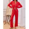 Ekouaer Pajamas for Women Set Button Down Pj Long Sleeve Shirt and Pants Lounge Sets Fall Sleepwear with Pockets(Red)