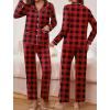 Ekouaer Pajamas for Women Set Button Down Pj Long Sleeve Shirt and Pants Lounge Sets Fall Sleepwear with Pockets(Red Plaid)