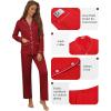 Ekouaer Pajamas for Women Set Button Down Pj Long Sleeve Shirt and Pants Lounge Sets Fall Sleepwear with Pockets(Wine Red)