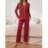 Ekouaer Pajamas for Women Set Button Down Pj Long Sleeve Shirt and Pants Lounge Sets Fall Sleepwear with Pockets(Wine Red)