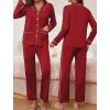 Ekouaer Pajamas for Women Set Button Down Pj Long Sleeve Shirt and Pants Lounge Sets Fall Sleepwear with Pockets(Wine Red)
