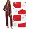 Ekouaer Pajamas for Women Set Button Down Pj Long Sleeve Shirt and Pants Lounge Sets Fall Sleepwear with Pockets(Wine Red Cheetah)