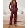 Ekouaer Pajamas for Women Set Button Down Pj Long Sleeve Shirt and Pants Lounge Sets Fall Sleepwear with Pockets(Wine Red Cheetah)