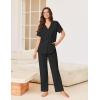 Ekouaer Pajamas for Women Set Button Up Sleepswear 2 Piece Short Sleeve PJ Top and Long Pants Loungwear With Pocket S-XXL(Black)