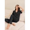 Ekouaer Pajamas for Women Set Button Up Sleepswear 2 Piece Short Sleeve PJ Top and Long Pants Loungwear With Pocket S-XXL(Black)