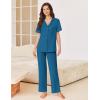 Ekouaer Pajamas for Women Set Button Up Sleepswear 2 Piece Short Sleeve PJ Top and Long Pants Loungwear With Pocket S-XXL(Blue Green)