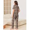 Ekouaer Pajamas for Women Set Button Up Sleepswear 2 Piece Short Sleeve PJ Top and Long Pants Loungwear With Pocket S-XXL(Brown Leopard)