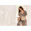 Ekouaer Pajamas for Women Set Button Up Sleepswear 2 Piece Short Sleeve PJ Top and Long Pants Loungwear With Pocket S-XXL(Brown Leopard)
