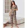 Ekouaer Pajamas for Women Set Button Up Sleepswear 2 Piece Short Sleeve PJ Top and Long Pants Loungwear With Pocket S-XXL(Brown Leopard)