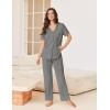 Ekouaer Pajamas for Women Set Button Up Sleepswear 2 Piece Short Sleeve PJ Top and Long Pants Loungwear With Pocket S-XXL(Dark Gray)