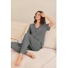 Ekouaer Pajamas for Women Set Button Up Sleepswear 2 Piece Short Sleeve PJ Top and Long Pants Loungwear With Pocket S-XXL(Dark Gray)