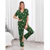 Ekouaer Pajamas for Women Set Button Up Sleepswear 2 Piece Short Sleeve PJ Top and Long Pants Loungwear With Pocket S-XXL(Green Santa Claus)